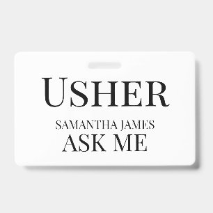 Usher Badge ID Badge