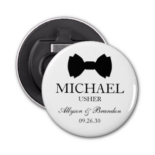 Usher Black Bow Tie Bottle Opener