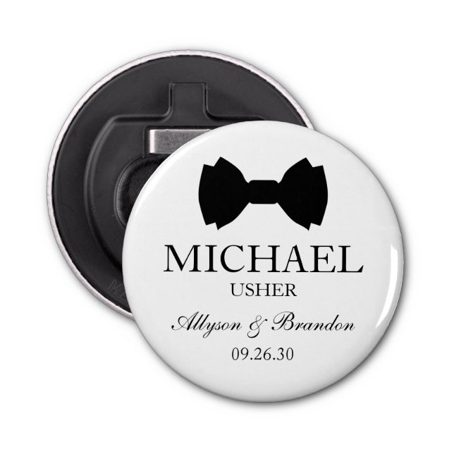 Usher Black Bow Tie Bottle Opener (Front)