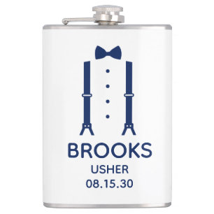 Usher Blue Bow Tie Hip Flask