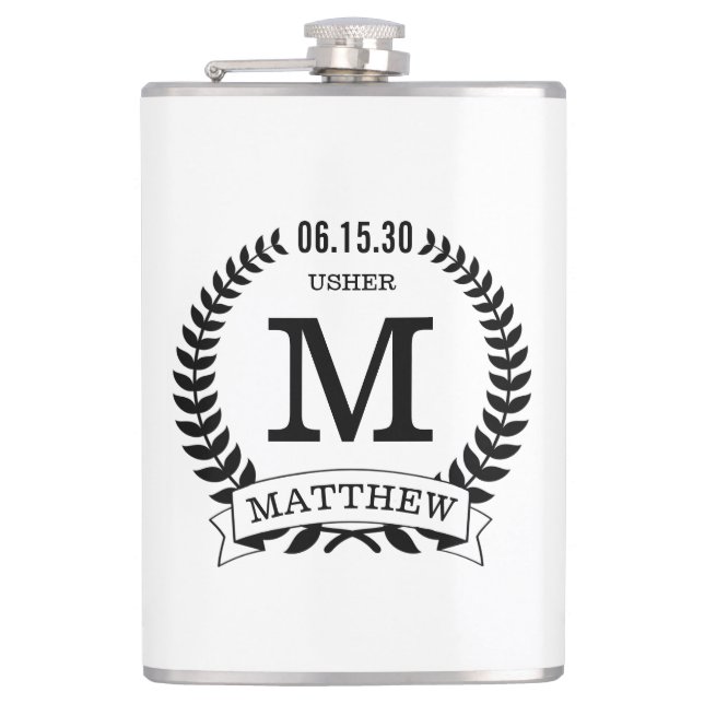 Usher Initials Hip Flask (Front)