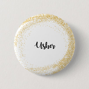 Usher name tag 6 cm round badge
