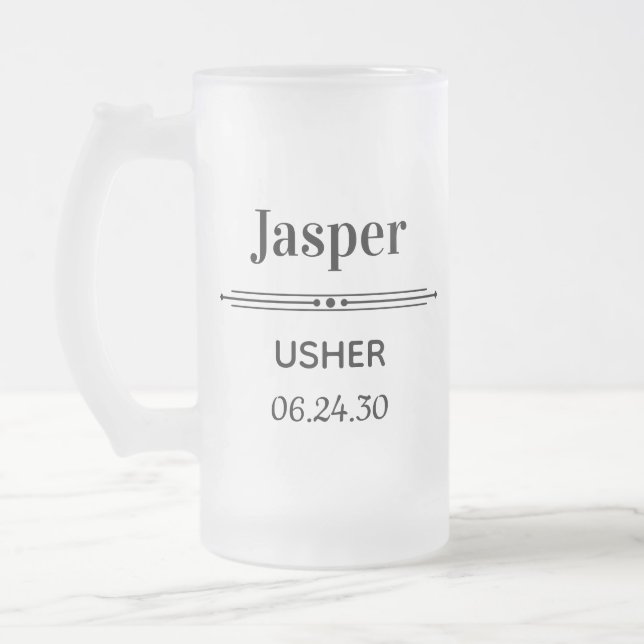 Usher Personalised Frosted Glass Beer Mug (Left)