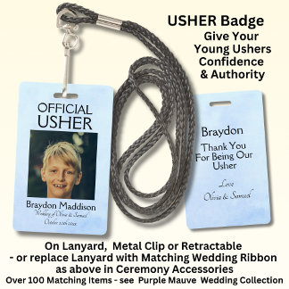 USHER Photo Official Badge Blue Peony ID Badge