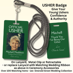 USHER Photo Official Badge Emerald Green ID Badge