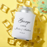 Usher Script Customised Can Cooler<br><div class="desc">This very classic and traditional can cooler with the word Usher (which is customisable for any wedding party member), the usher's name in a script font, the bride and groom's names, and their wedding date would be perfect for your ushers. They'd be fabulous to have on your bachelor week-end, at...</div>
