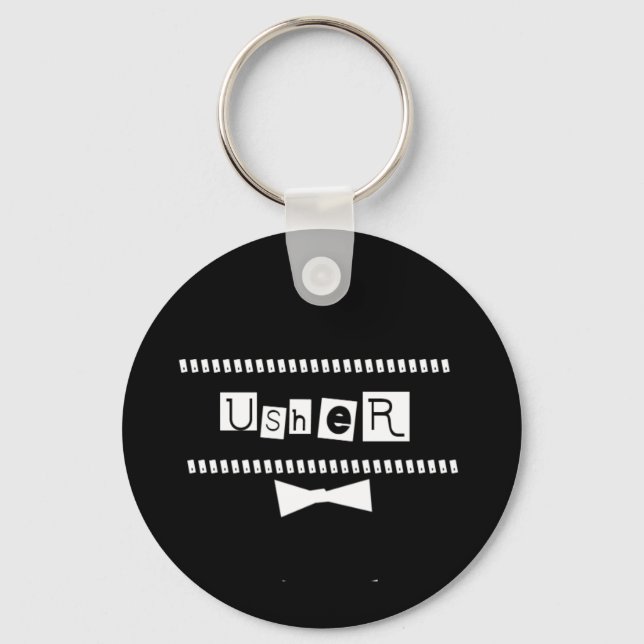 Usher White on Black Key Ring (Front)