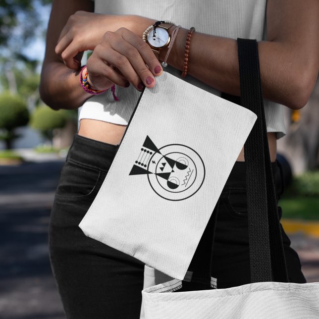 Ushi Zodiac - Geometric Ox Symbol  Accessory Pouch (Carry calm in every detail - Ushi zodiac pouch for everyday essentials.)