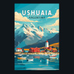 Ushuaia Argentina Travel Art Vintage Poster<br><div class="desc">Ushuaia retro vector travel design. It is a resort town in Argentina. It's located on the Tierra del Fuego archipelago,  the southernmost tip of South America,  nicknamed the “End of the World.”</div>