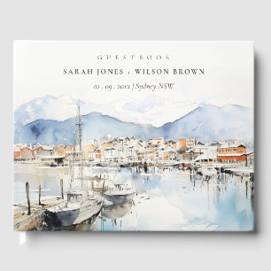 Ushuaia, Argentina Watercolor Landscape Wedding Guest Book