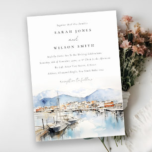 Ushuaia, Argentina Watercolor Landscape Wedding Invitation