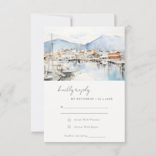 Ushuaia, Argentina Watercolor Landscape Wedding RSVP Card