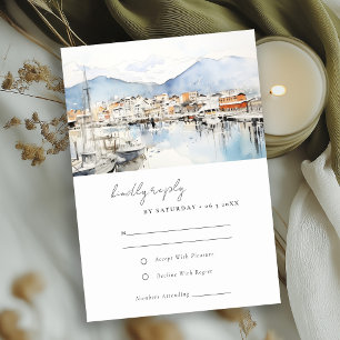 Ushuaia, Argentina Watercolor Landscape Wedding RSVP Card