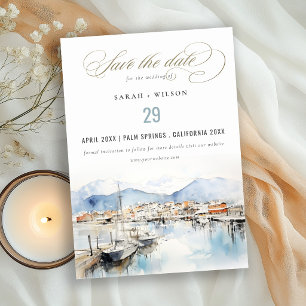 Ushuaia, Argentina Watercolor Landscape Wedding Save The Date