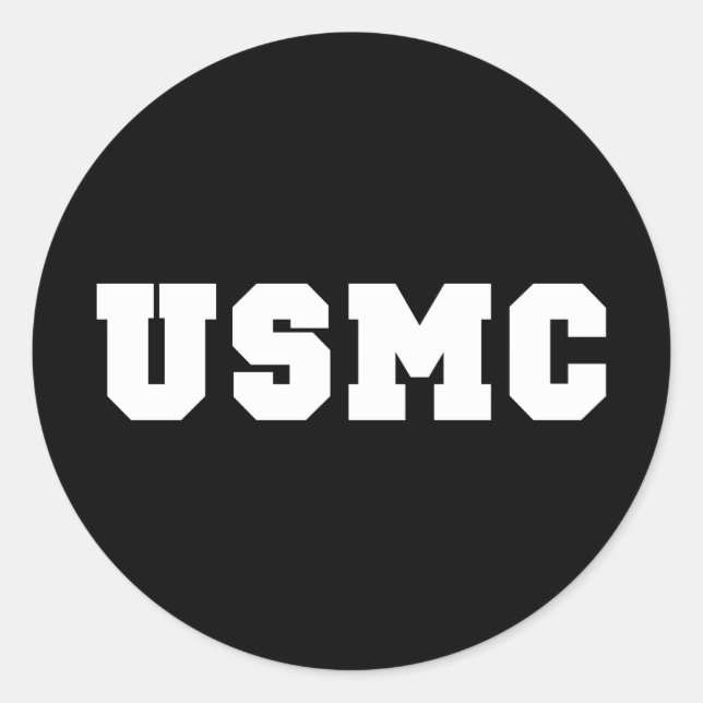 USMC [bold text] Classic Round Sticker (Front)