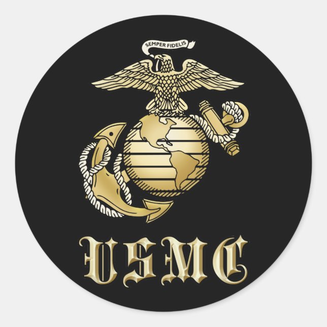 USMC CLASSIC ROUND STICKER (Front)