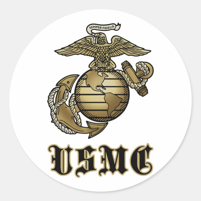 USMC CLASSIC ROUND STICKER (Front)