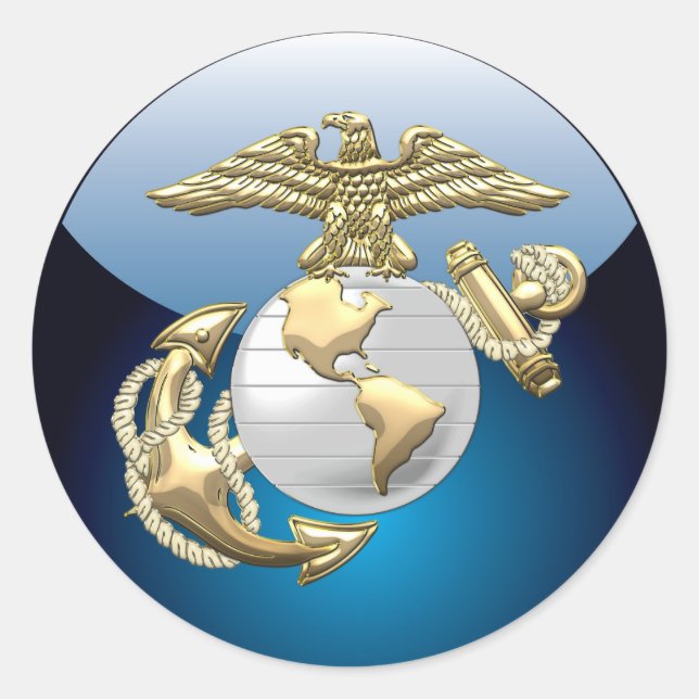 USMC Eagle, Globe & Anchor (EGA) [3D] Classic Round Sticker (Front)