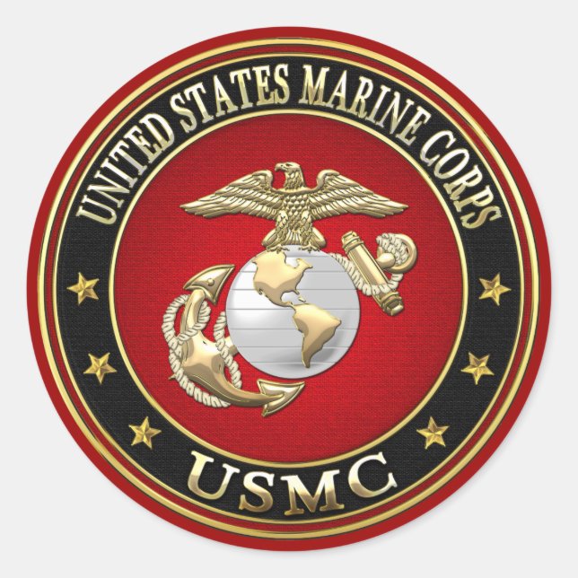 USMC EGA [Special Edition] [3D] Classic Round Sticker (Front)