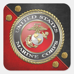 USMC Emblem & Uniform [3D] Square Sticker