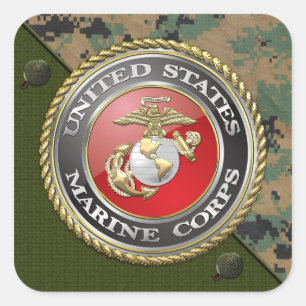 USMC Emblem & Uniform [3D] Square Sticker