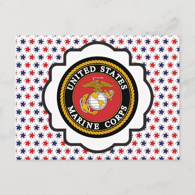 USMC Emblem with Red, White and Blue Stars Postcard (Front)