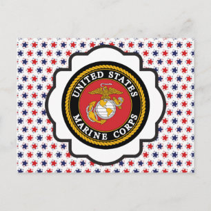 USMC Emblem with Red, White and Blue Stars Postcard