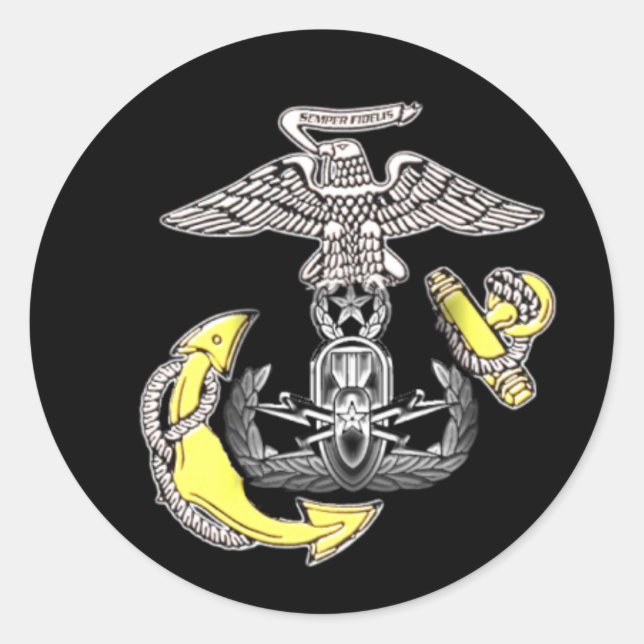 USMC EOD 2 CLASSIC ROUND STICKER (Front)