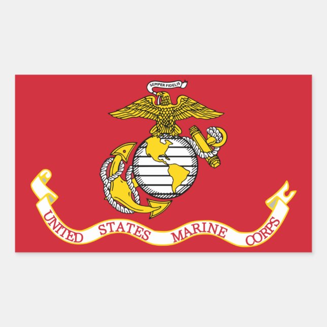 USMC Flag Rectangular Sticker (Front)