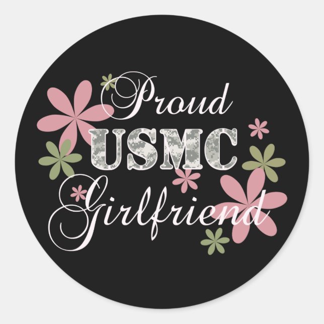 USMC Girlfriend [fl camo] Classic Round Sticker (Front)