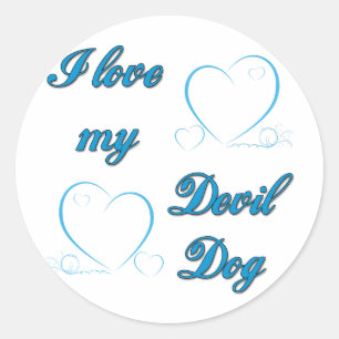USMC I Love My Devil Dog Classic Round Sticker