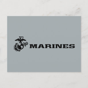 USMC Logo Stacked Black Logo Holiday Postcard