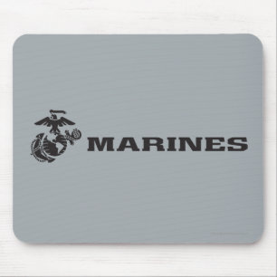 USMC Logo Stacked Black Logo Mouse Pad
