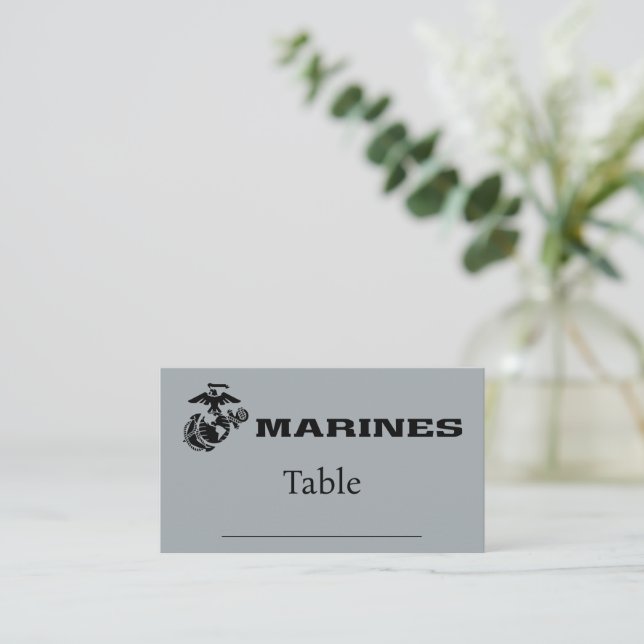 USMC Logo Stacked Black Logo Place Card (Standing Front)