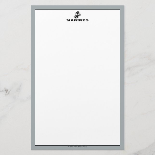 USMC Logo Stacked Black Logo Stationery (Front)