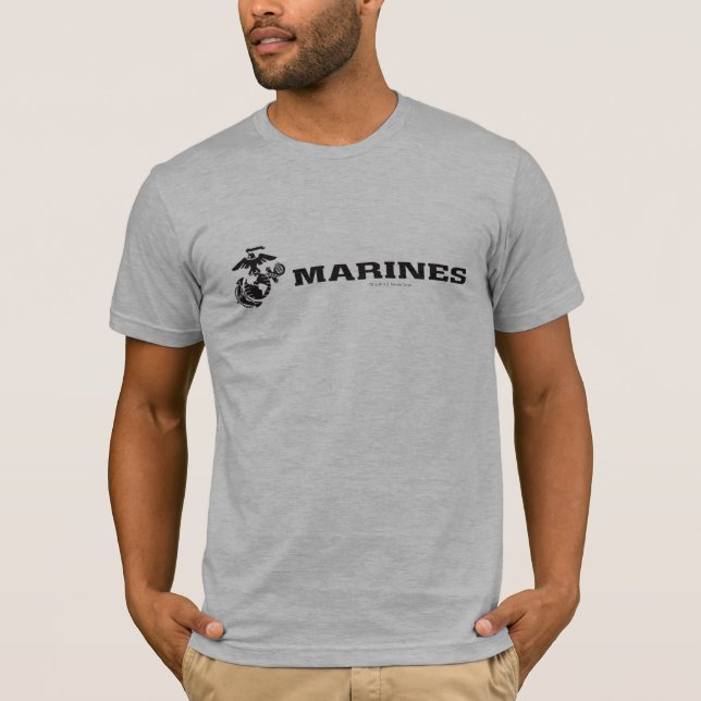 USMC Logo Stacked Black Logo T-Shirt (Front)