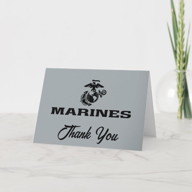 USMC Logo Stacked Black Logo Thank You Card (Front)