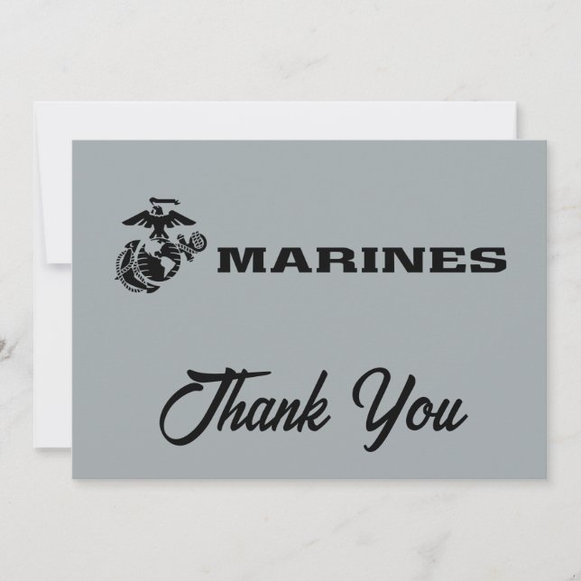 USMC Logo Stacked Black Logo Thank You Card (Front)