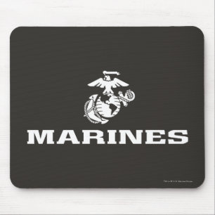 USMC Logo Stacked - White Mouse Pad