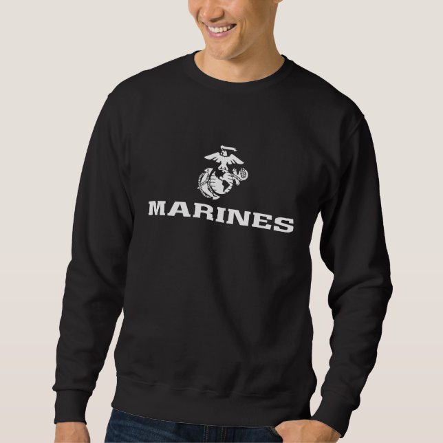 USMC Logo Stacked - White Sweatshirt (Front)