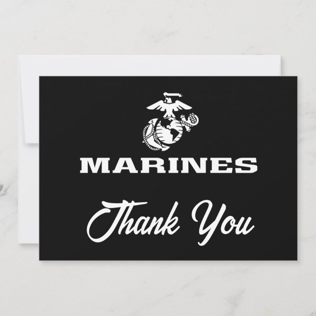 USMC Logo Stacked - White Thank You Card (Front)