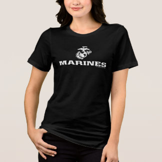 USMC Logo Stacked - White Tri-Blend Shirt