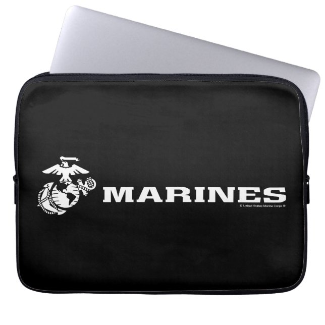 USMC Logo - White Laptop Sleeve (Front)