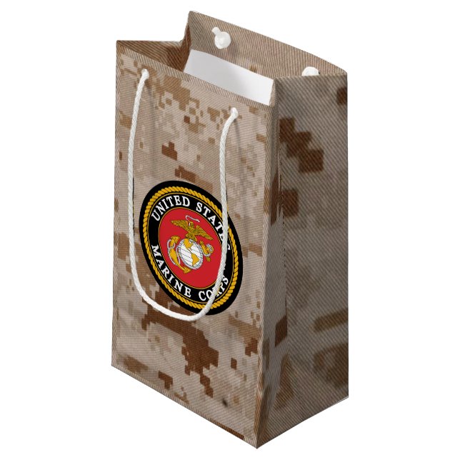 USMC Marine Corps Gift Bags - Desert Digital Camo (Front Angled)