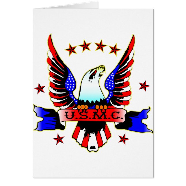 USMC Old School Red White & Blue Eagle Tattoo (Front)