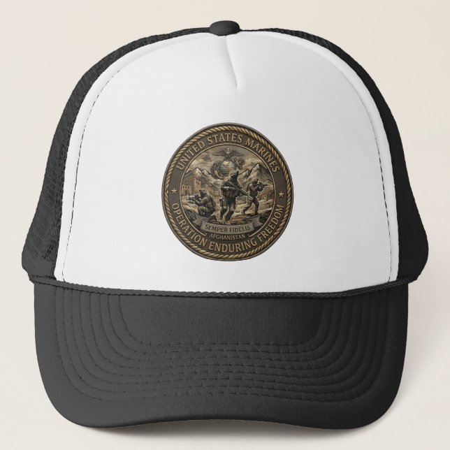 USMC Operation Enduring Freedom Afghanistan Printe Trucker Hat (Front)