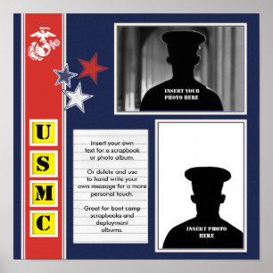 USMC Photo Scrapbook Collage Poster