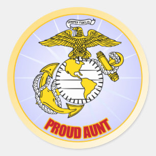 USMC Proud Aunt Classic Round Sticker