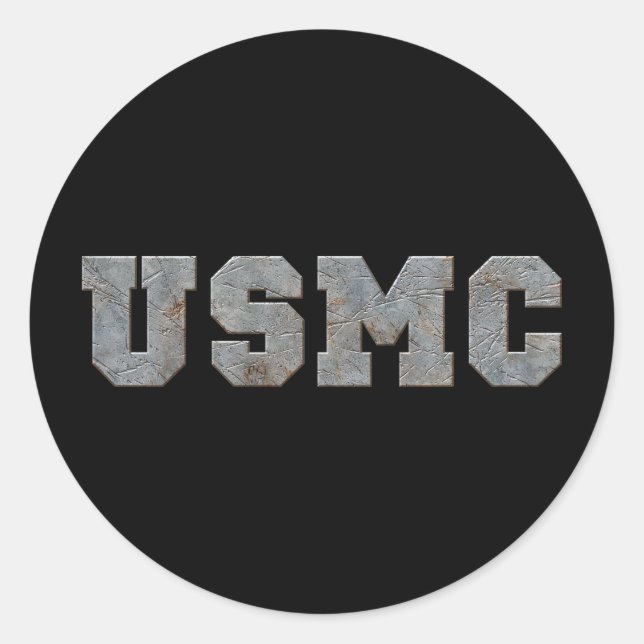 USMC [rusty text] Classic Round Sticker (Front)