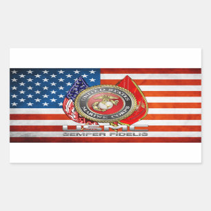 USMC Semper Fi [3D] Rectangular Sticker